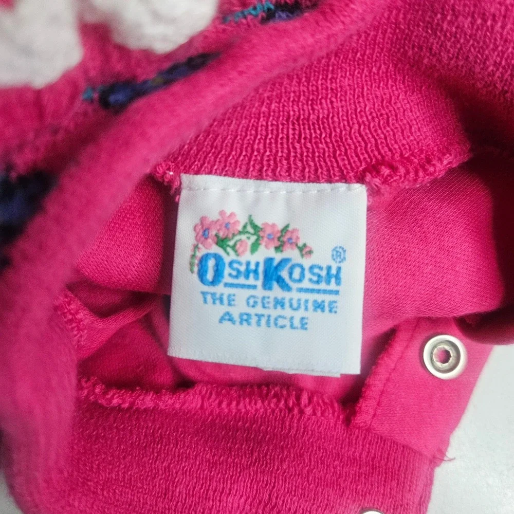 Vintage OshKosh B'Gosh Baby Girl Shirt Lot 18 Months Made in USA 90s Scottie Dog